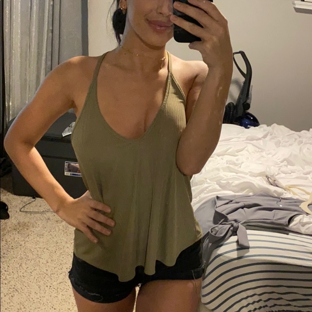 Olive Green Silk Tank